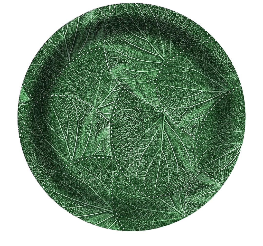 Disposable plate with Silai Patta printed pattern